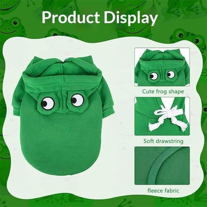 Pet Clothes Dog Hoodies Warm Sweatshirt Coat Frog Shape Conjoined Costumes for Spring Autumn Winter French Bulldog Poodle - Image 6