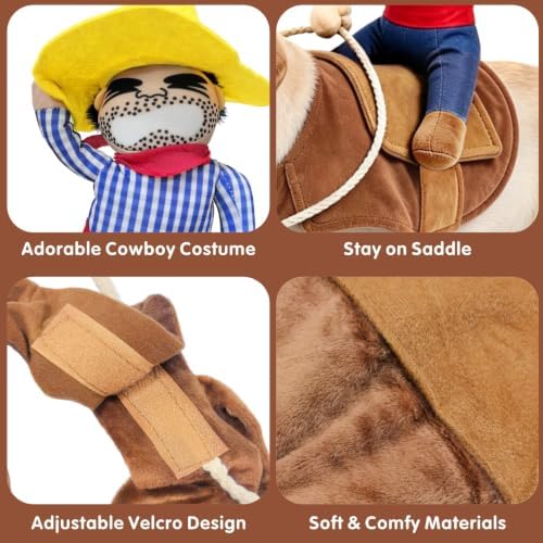 Halloween Cowboy Dog Cat Costume Clothes Novelty Funny Pets Party Cosplay Apparel Dog Riders Clothing (Medium) - Image 4