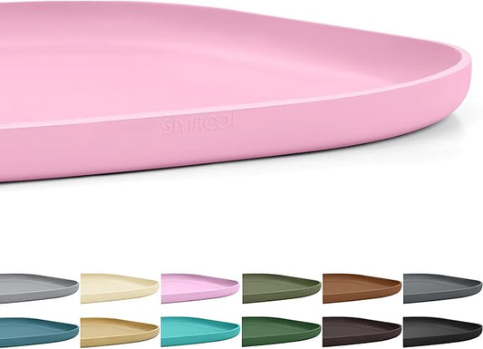Small Silicone Pet Food Mat with Raised Edge for Food and Water Bowl, Square Dog Feeding Mats, Cat Food Trays for Floor Waterproof, Rubber Tray for Dogs and Cats, 12 x 12 x 0.7 Pink