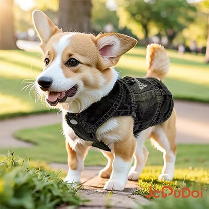 Black Security Dog Jean Jacket,Pet Denim Coat Puppy Clothes(XS) - Image 4
