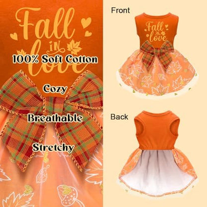 Dog Thanksgiving Outfit Funny Puppy Dog Dress with Bow for Small Medium Dogs Cute Fall Pet Costume for Cats Dogs Thanksgiving Day Halloween - Image 5