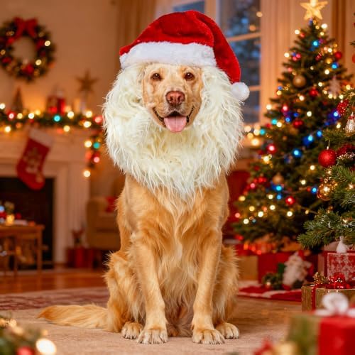 Onmygogo Funny Pet Reindeer Moose Costumes for Dog, Cute Furry Pet Wig for Halloween Christmas, Pet Clothing Accessories by Onmygogo