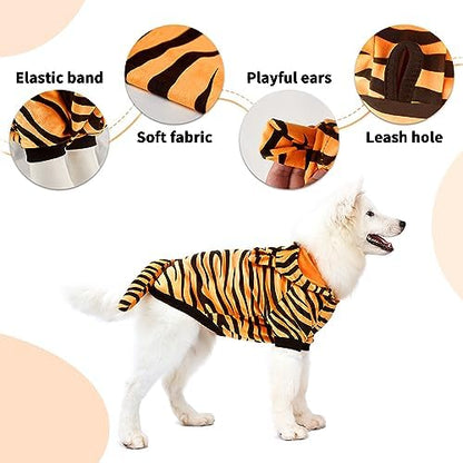 Dog Halloween Tiger Costume Pet Funny Uniform Cat Tiger Cosplay Clothes for Small to Medium Dogs(S) - Image 4