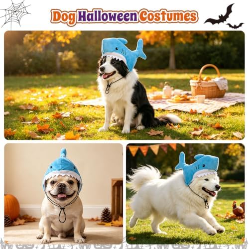 BEAUTYZOO Shark Dog Hat, Plush Halloween Costume for Medium Large Dogs,Blue - Image 5