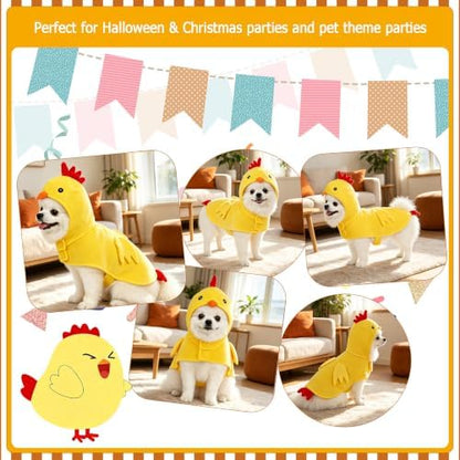 Yoption Halloween Dog Yellow Chick Costume, Warm Pet Hoodie Outfit, Medium - Image 2