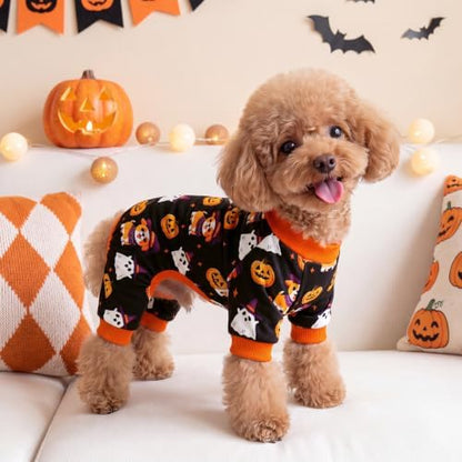 XPUDAC Dog Halloween Pajamas for Small Medium Dogs Pumpkin Costume Soft Puppy Clothes Pet Outfit Doggy Jumpsuits, 2X-Large - Image 4