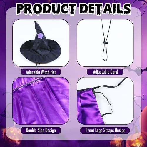 Dog Halloween Costumes, Dog Witch Costume Funny Pet Witch Cloak Cape Wizard Hat Holiday Outfit Clothes Halloween Costumes for Small Medium Large Dogs Pets (Medium) - Image 5