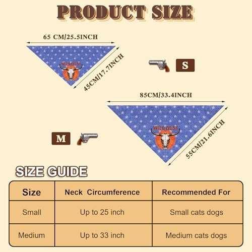 HOWWFALY Pet Cowboy Costume Set Dog Halloween Costumes Cat Cowboy Hat & Bandana Scarf for Small Medium Breeds(Bule, Small) - Image 5
