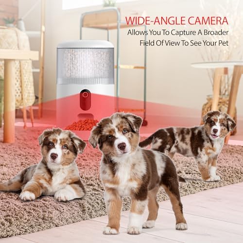 Energizer Smart Pet Feeder with 2K Video Camera, 5Ghz & 2.4Ghz Dual Band Wi-Fi, 2-Way Audio, Night Vision, 4L Food Capacity, Remote Feeding Dogs & Cats, Compatible with Alexa & Google, Records