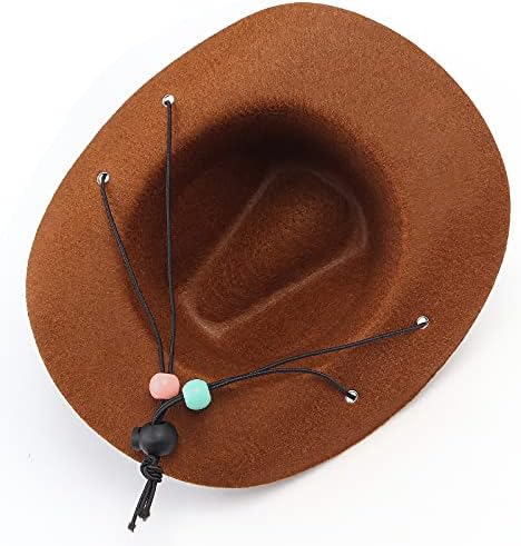 Yewong Pet Cowboy Costume Accessories - Dog Cat Pet Size Cowboy Hat and Bandana Scarf West Accessories for Puppy Kitten Party Festival and Daily Wearing Set of 2 (Coffee) - Image 5