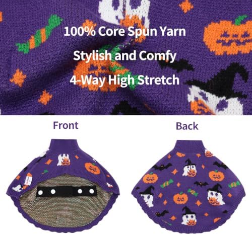 Dog Halloween Sweater Cloak, Cold Weather Coat Dog Jacket for Small Dogs, Classic Turtleneck Thick Puppy Clothes with Leash Hole DS-DP04M - Image 4
