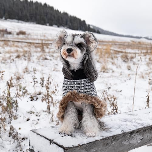 Dog Sweater Cloak, Pearl Cotton Bouclé Yarn Puppy Sweater, Cold Weather Coat Knitwear for Small Dogs, Classic Turtleneck Thick Dog Clothes with Thick Fluff DS95S - Image 6