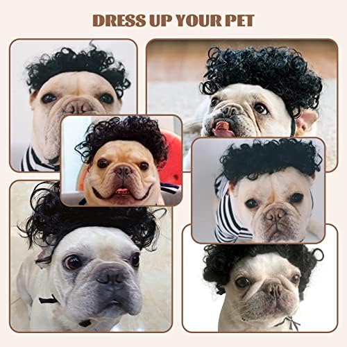 HOWWFALY Dog Costume Cat Apparel Dog Toys Curly Braids Headgear Wigs Styling Cute Funny Pet Hair Accessories Decoration for Halloween, Christmas, Parties (Black) - Image 5