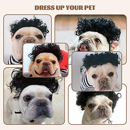 HOWWFALY Dog Costume Cat Apparel Dog Toys Curly Braids Headgear Wigs Styling Cute Funny Pet Hair Accessories Decoration for Halloween, Christmas, Parties (Black) - Image 5