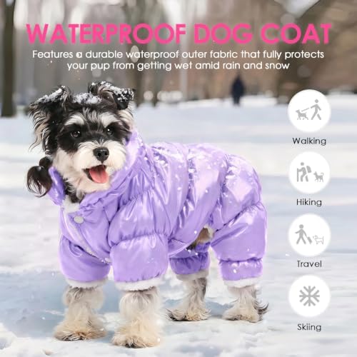 AOFITEE Small Dog Coat Waterproof Dog Winter Jacket Fullbody Dogs Snowsuit - Image 2