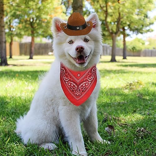 GOYOSWA Dog Halloween Costumes, Dog Cowboy Costume Halloween Pet Cowboy Hat Bandana Scarf for Small Medium Large Dogs Pets (Brown Hat & Red Bandana, Small) - Image 2