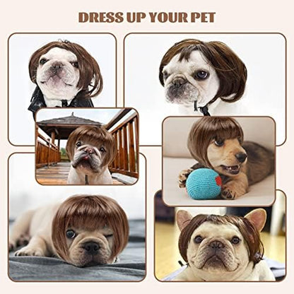HOWWFALY Dog Costume Cat Apparel Dog Toys Curly Braids Headgear Wigs Styling Cute Funny Pet Hair Accessories Decoration for Halloween, Christmas, Parties(Flax) - Image 6