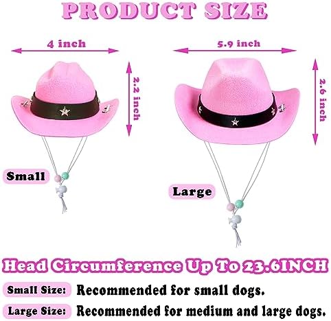 GOYOSWA Dog Halloween Costumes, Dog Cowboy Costume Halloween Pet Cowboy Hat Bandana Scarf for Small Medium Large Dogs Pets (Pink Hat & Pink Bandana, Small) - Image 3
