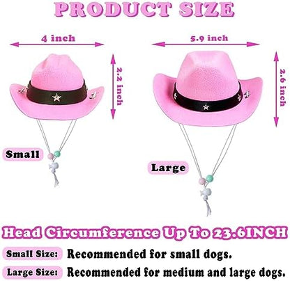 GOYOSWA Dog Halloween Costumes, Dog Cowboy Costume Halloween Pet Cowboy Hat Bandana Scarf for Small Medium Large Dogs Pets (Pink Hat & Pink Bandana, Small) - Image 3