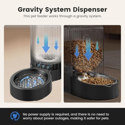 Dog Water & Food Dispenser Set, Gravity Automatic Pet Feeder, 4L x 2