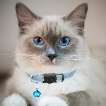 2 Pack Cat Collars Quick Release Reflective Kitten Collar with Bell & Safety Release (Light Blue)