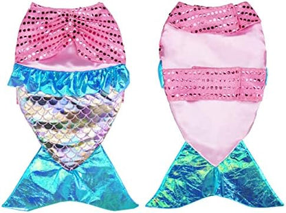 Mermaid Dog Halloween Costumes, Dog Clothes Mermaid Costume for Small Medium Dogs Cats Puppy, Cute Pet Cosplay Outfit for Christmas, Birthday Party Photo Props Dress up Accessories Parade - Image 4