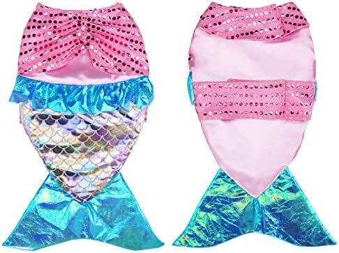 Mermaid Dog Halloween Costumes - Funny Shiny Dog Clothes Mermaid Costume for Small to Medium Dogs Puppy, Pet Cat Cosplay Outfit Apparel for Christmas Birthday Parties Photo Props - Image 4