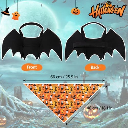 Dog Bat Costume Halloween Costume Dog Bat Wings with Pumpkin Dog Bandanas - Image 5