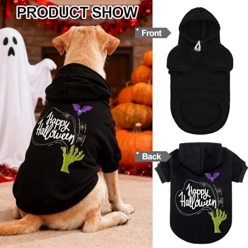EXPAWLORER Dog Hoodies for Small Medium Large Dogs,Halloween Theme Black XL - Image 5