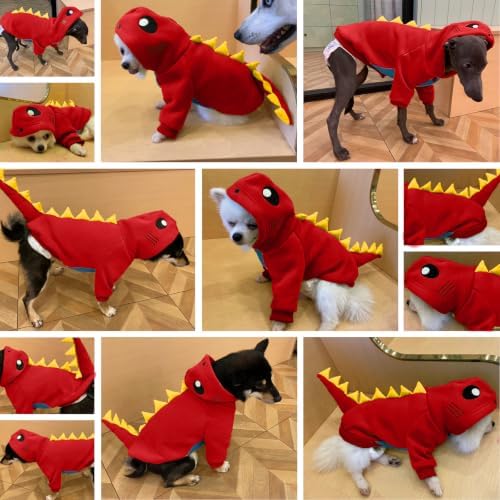 Lelepet Dog Dinosaur Costume Large Dog Halloween Costume Warm Fleece Hoodie - Image 5