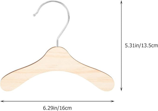 DOITOOL Wooden Dog Hangers for Pet Clothes 8.66 Inch Solid Wood Small Pet Clothes Hangers Portable Household Cat Accessories Replacement Set