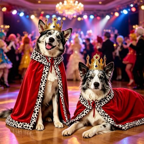 2PCS Dog King Costume Halloween Funny Pet Costumes with King Cape and Crown for Medium Large Dog Pet Halloween Party Cosplay Dress Up - Image 7