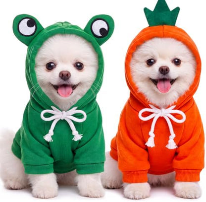 Amylove 2 Pcs Dog Hoodies Frog & Carrot Shape S Halloween Costume by Amylove
