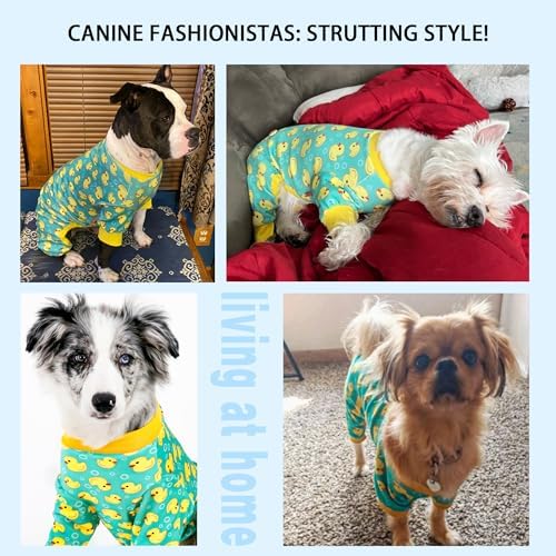 Paiaite Dog Pajamas Onesie: Comfortable Four-Legged Apparel for Small, Medium, & Large Dogs, Polyester Material for Comfort, Wrinkle Resistance, Moisture Wicking, and Stretchiness Yellow Duck M - Image 4