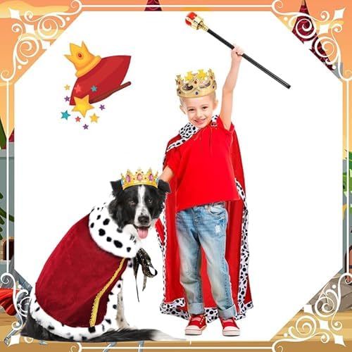 Luxurious Gold Plated Royal Crowns Rhinestone Tiara Dog Cat King Queen Crown for Royal Family Outfits Birthday Hair Accessories Medium King Queen Prince Princess Costumes - Image 7