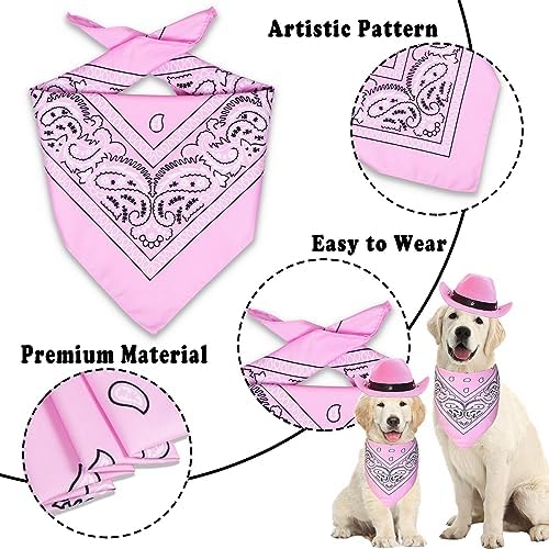 GOYOSWA Dog Halloween Costumes, Dog Cowboy Costume Halloween Pet Cowboy Hat Bandana Scarf for Small Medium Large Dogs Pets (Pink Hat & Pink Bandana, Large) - Image 5