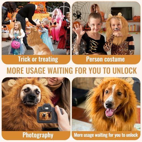 Soft Realistic Dog Lion Mane Costume with Ears for Medium to Large Dogs, Funny Adjustable Pet Wig Headwear for Halloween, Birthday, Photoshoot, Cosplay Dress Up Apparel, and Cold Weather Wear - Image 4