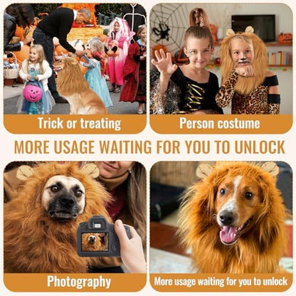 Soft Realistic Dog Lion Mane Costume with Ears for Medium to Large Dogs, Funny Adjustable Pet Wig Headwear for Halloween, Birthday, Photoshoot, Cosplay Dress Up Apparel, and Cold Weather Wear - Image 4