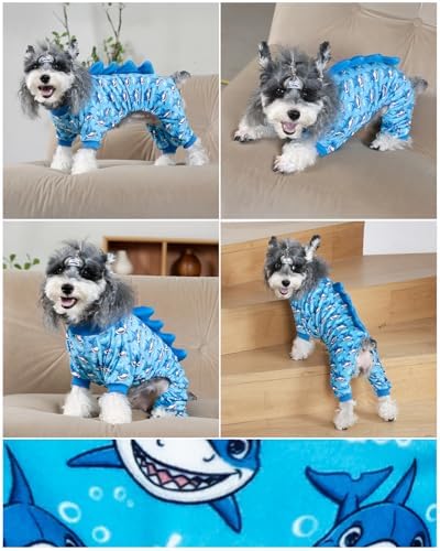 CuteBone Shark Costume Dog Pajamas, Stretchy Spandex Crystal Velvet Sleepwear Coat for Small Dogs, Soft & Warm Pet Outfit Clothes for Cold Weather, Cozy Pullover Design COSP07XS - Image 6