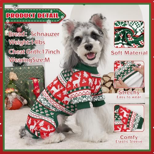 XPUDAC Dog Christmas Pajamas Stretchy Dog Clothes for Small Medium Dogs Boy Girl Puppy Onesie Doggie Jammies Winter Pet Costume Pjs Cat Apparel, Red, Green, 2XL - Image 2