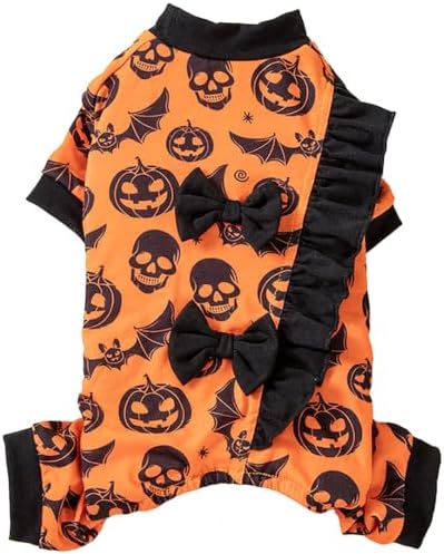 Dog Halloween Pajamas for Small Medium Breeds, Pumpkin Ghost Dog Onesies, Halloween Pet Outfit Clothes, Soft 4-Way Stretch Doggie Pjs Costumes for Halloween Party Photos by Sychien