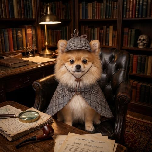2 Pcs Dog Halloween Detective Costume, Party Outfit(Large) - Image 4
