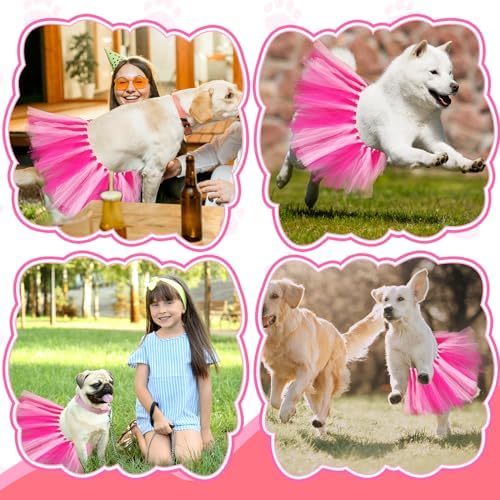 Dog Tutu for Dogs Tulle Skirt Pet Costume, Hot Pink and Pink - Image 6