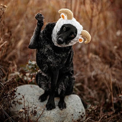 Zoo Snoods Ram Goat Costume - Warm Knit Dog Snood Wrap for Pets, Neck Ear Cover Protection, Halloween Winter (Small) - Image 7
