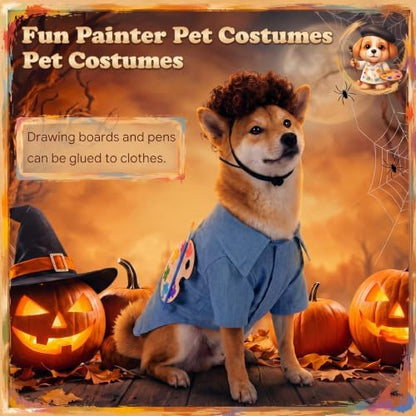 Dansydaisy 4 Pcs Halloween Dog Costume, Puppy 80s Painter Artist Outfit, XL - Image 4