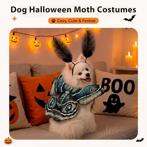 Tallew 2 Pcs Dog Costumes Moth Wings and Feather Headband,S,Tan - Image 4