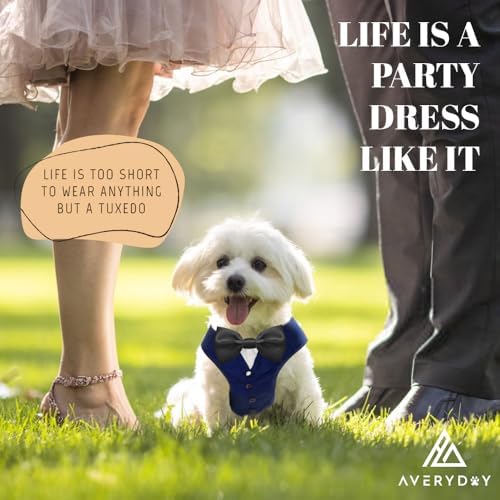 AVERYDAY Dog Tuxedo for Wedding Outfit, Dog Suit and Tie Costumes for Birthday, Halloween, Cosplay, Christmas Party, Pet Formal Wear with Bowtie, Tux for Small Dogs, Chihuahua, Bichon, Maltese, Cats - Image 4