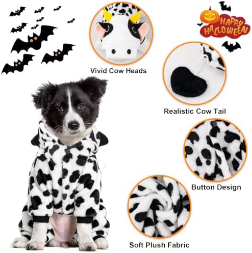 Dog Cow Costume Dog Halloween Costume Milk Cow Style Jumpsuits Hoodie - Image 2