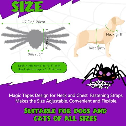 OurWarm Dog Halloween Costumes, Adjustable Medium Large Dog Spider Costume - Image 2