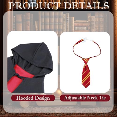 GOYOSWA Dog Halloween Costumes, Dog Wizard Costume Halloween Wizard Witch Cloak Cape with Neck Tie Halloween Costumes for Small Medium Large Dogs Pets (Red, Large) - Image 4